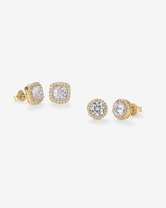 Cubic Zirconia Halo Stud Earring Pack