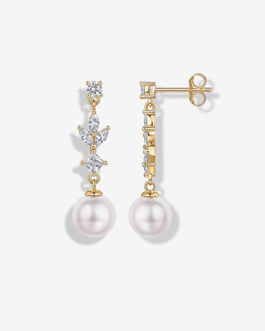 Pearl Blossom Drop Bridal Earrings