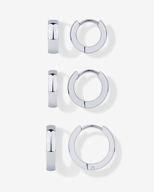 Chunky Huggie Hoop Earrings Set