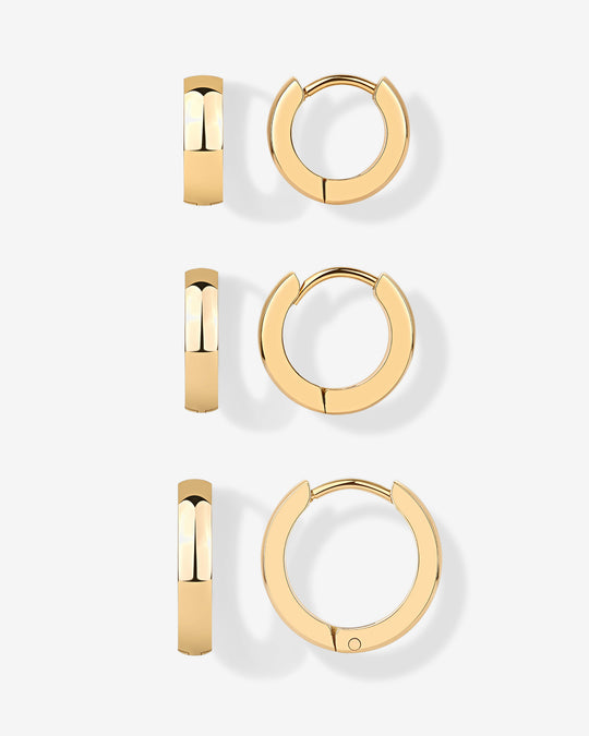 Chunky Huggie Hoop Earrings Set