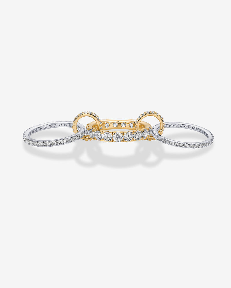 Two Tone Interlocking Triple Band Ring