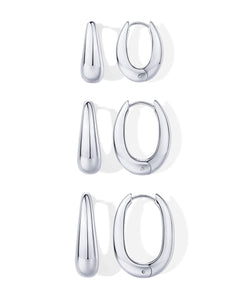 Waterproof Oval Hoop Earring Set