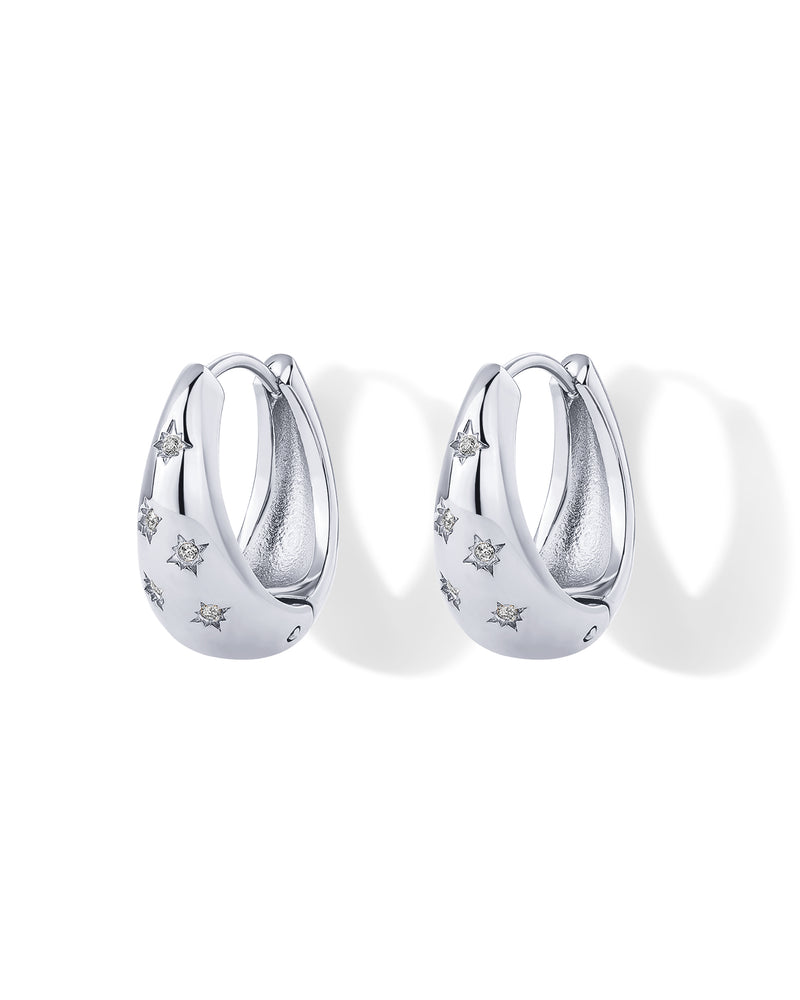 Waterproof Starburst Chunky Huggie Hoops