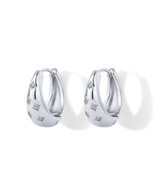 Waterproof Starburst Chunky Huggie Hoops