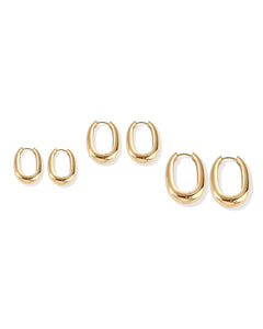 Waterproof Oval Hoop Earring Set