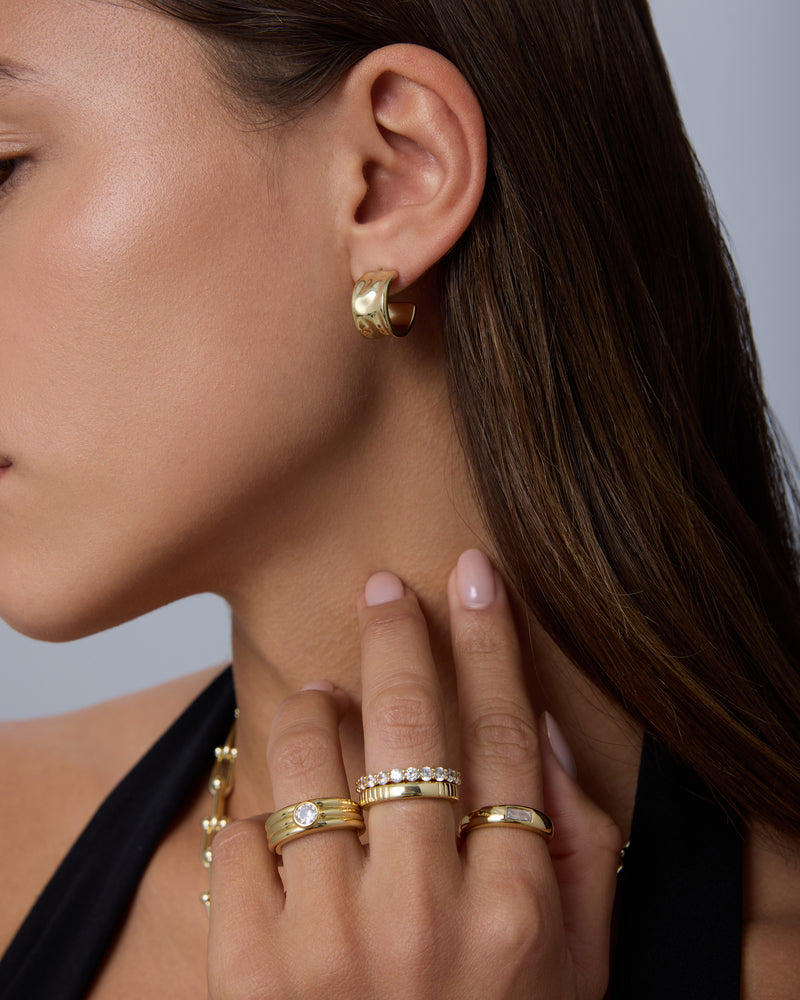 Waterproof Bold Textured Hoop Earrings