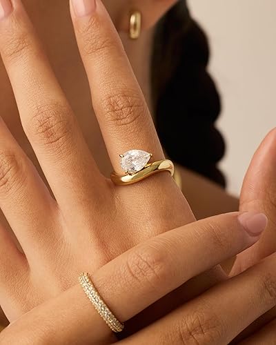 人気ブランド【PAVOI】CZ Pear Double Wavyリング Pear Cubic Zirconia Curved Ring – PAVOI