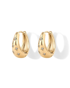 Waterproof Starburst Chunky Huggie Hoops