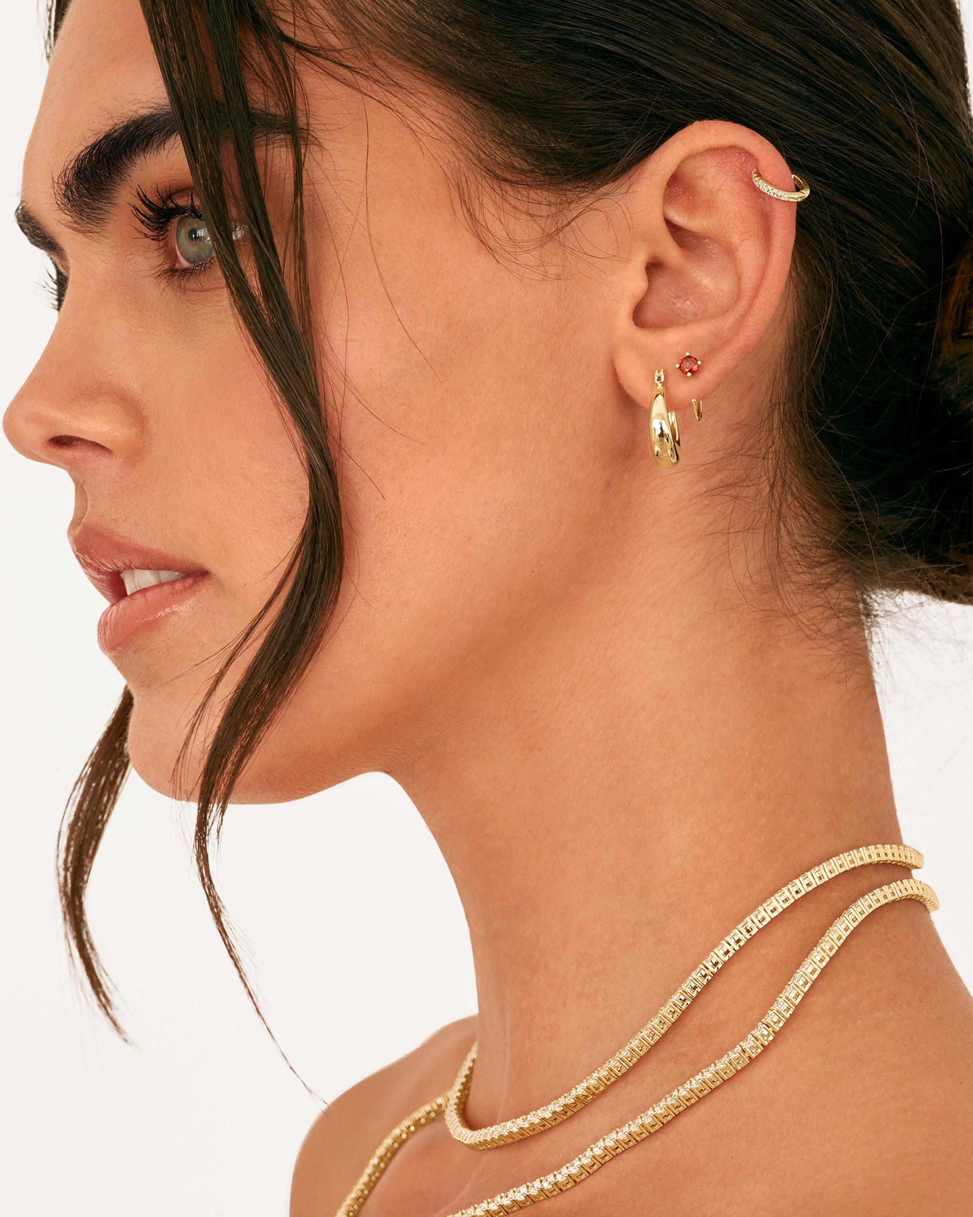 Earring Stacks Gold Gold Chain Earrings For Women 3/4 Pairs Dangle