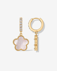 Mother of Pearl & Onyx Huggie Earrings