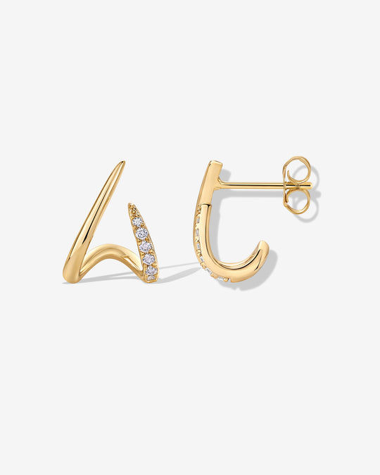 Curved Stud Earrings Cubic Zirconia