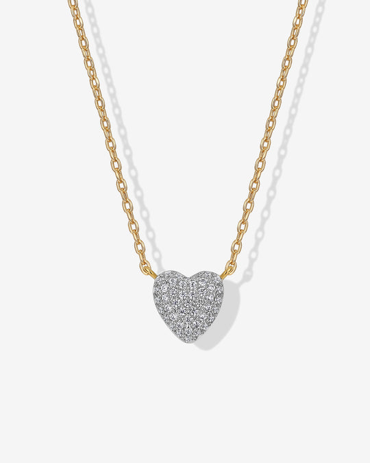 Puffed Pave Heart Pendant Necklace