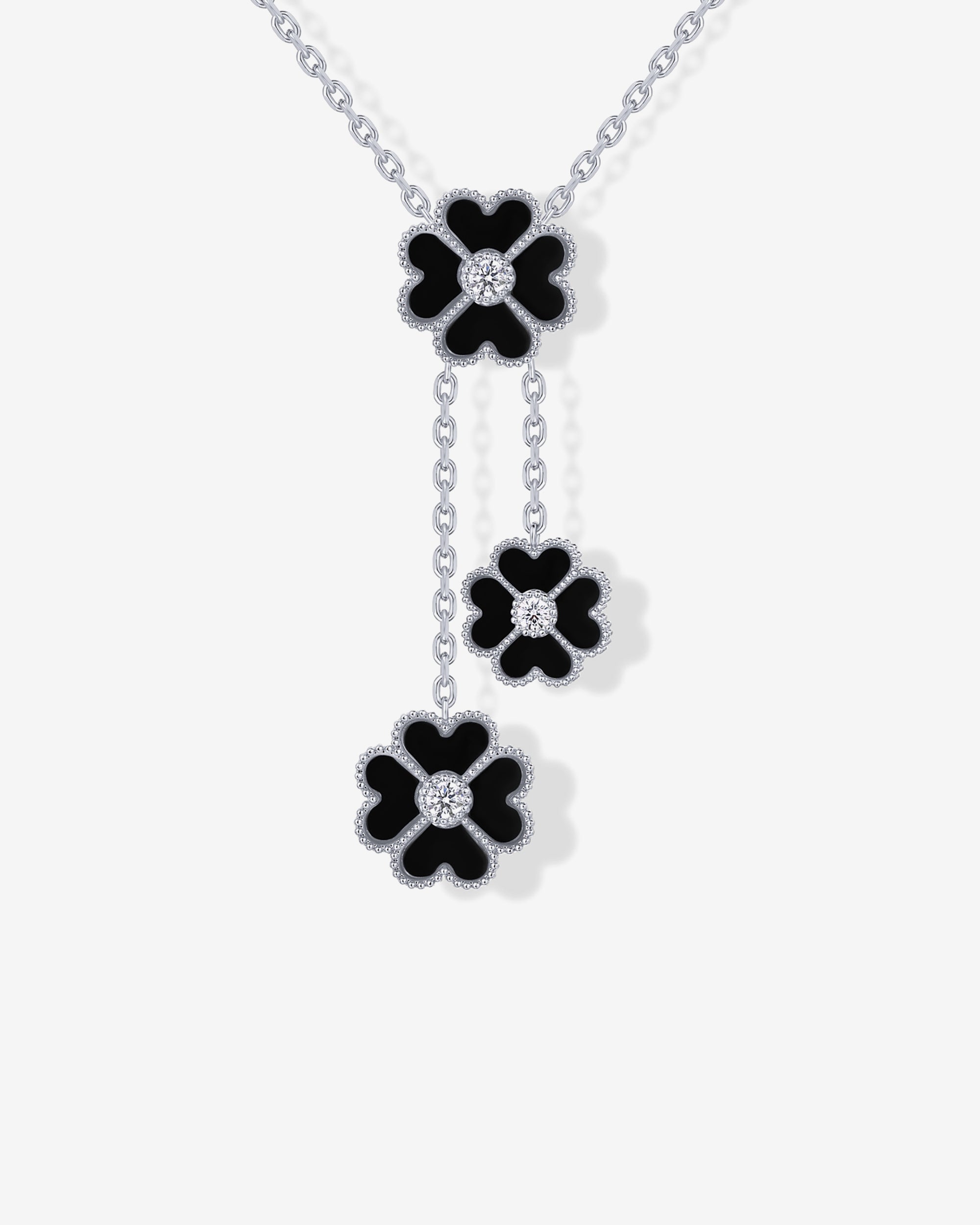 Mother of Pearl & Onyx Clover Necklace – PAVOI