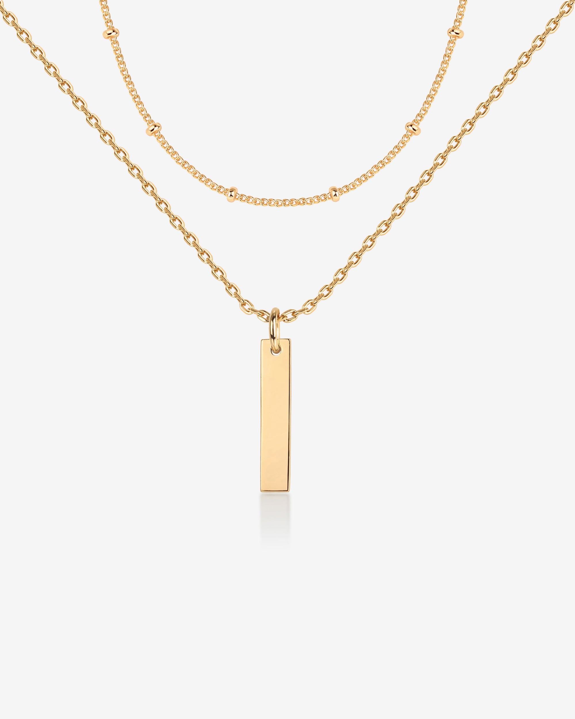 Engraveable Bar Pendant 14K Gold Plated Personalized Jewelry - Main Image