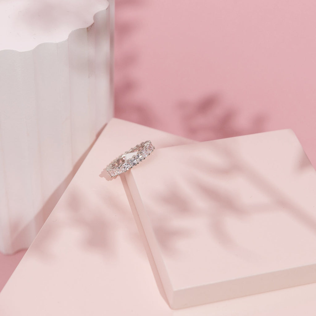 Princess Cut Eternity Band  Ring 