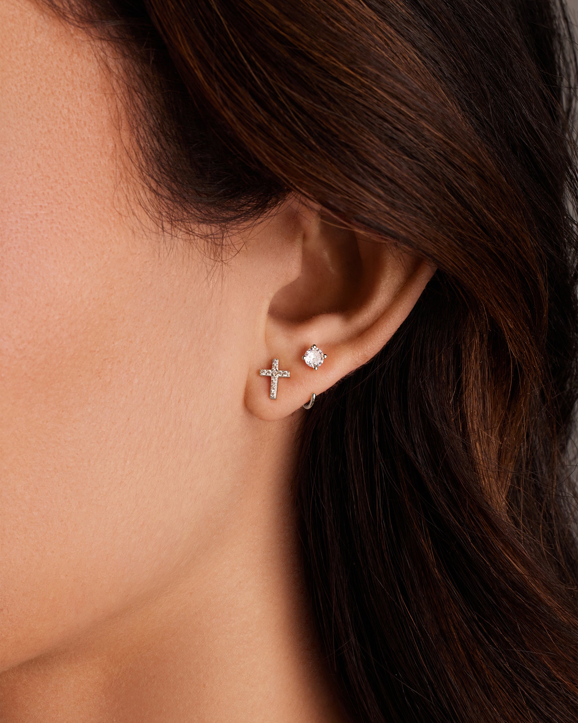 ★Hei★ [sv925] flake onetouch earring Cross Earrings – PAVOI