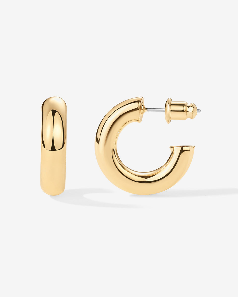 Round Chunky Hoops | 14k Plated Gold | Trending TikTok Earrings
