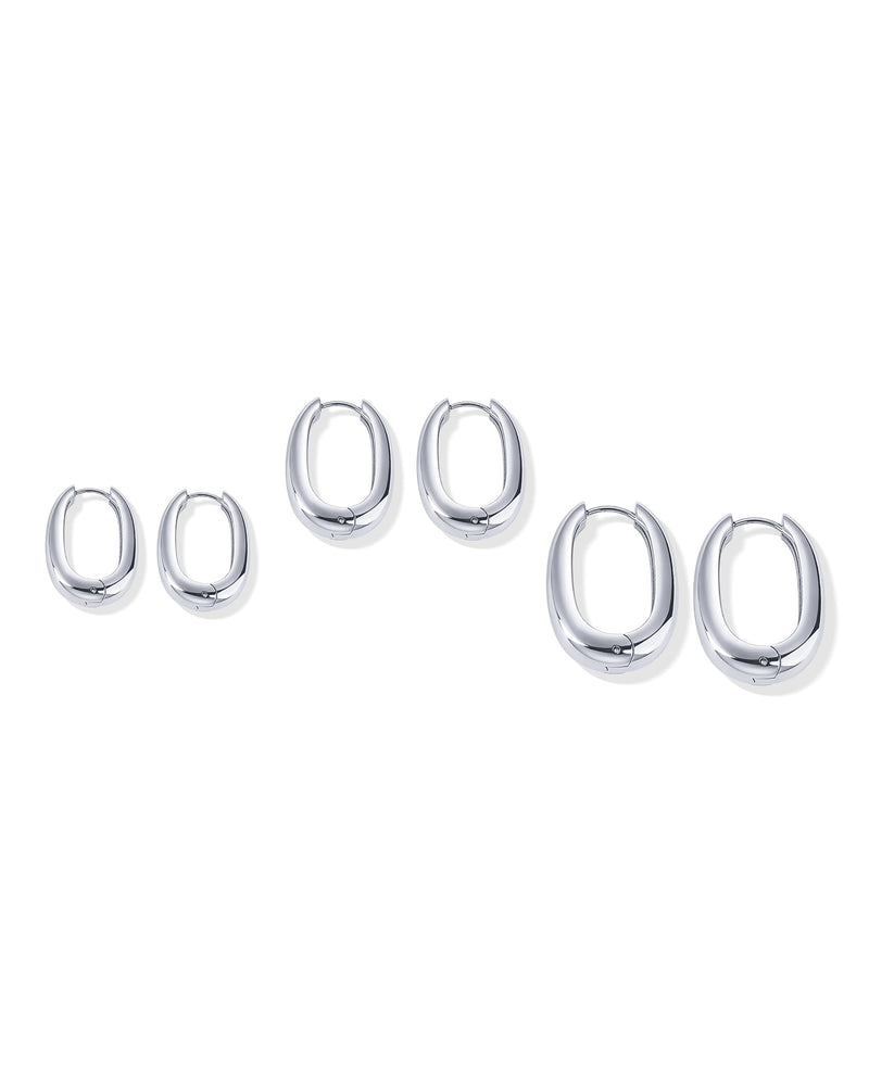 Waterproof Oval Hoop Earring Set