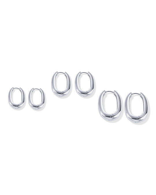 Waterproof Oval Hoop Earring Set