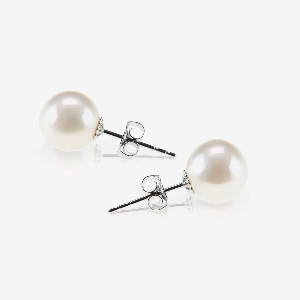 Shell Pearl Studs 6mm, 8mm, 10mm, 12mm, White Gold Earring 