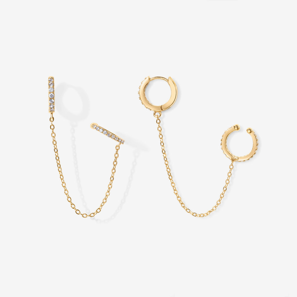 Ear Cuff Dangle Chain Earrings    
