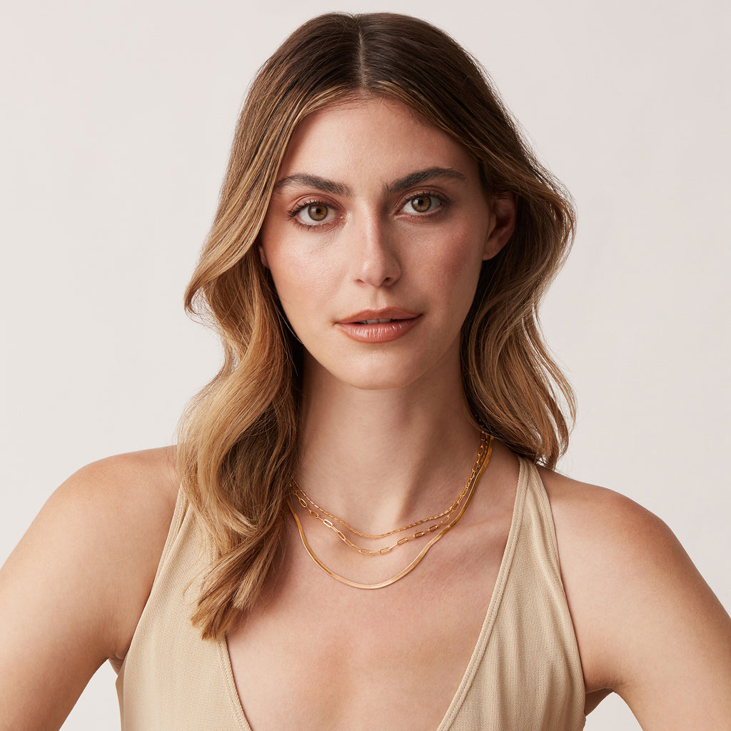 Layered Chain Necklace Yellow Gold Necklace 