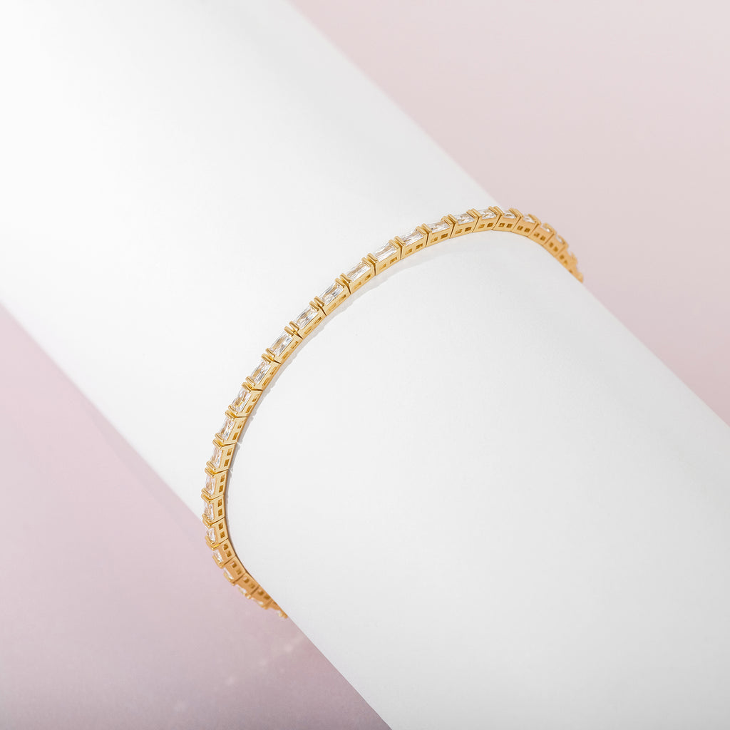 Baguette Tennis Bracelet Yellow Gold, 6.5 Inches, 7 Inches, 7.5 Inches Bracelet 