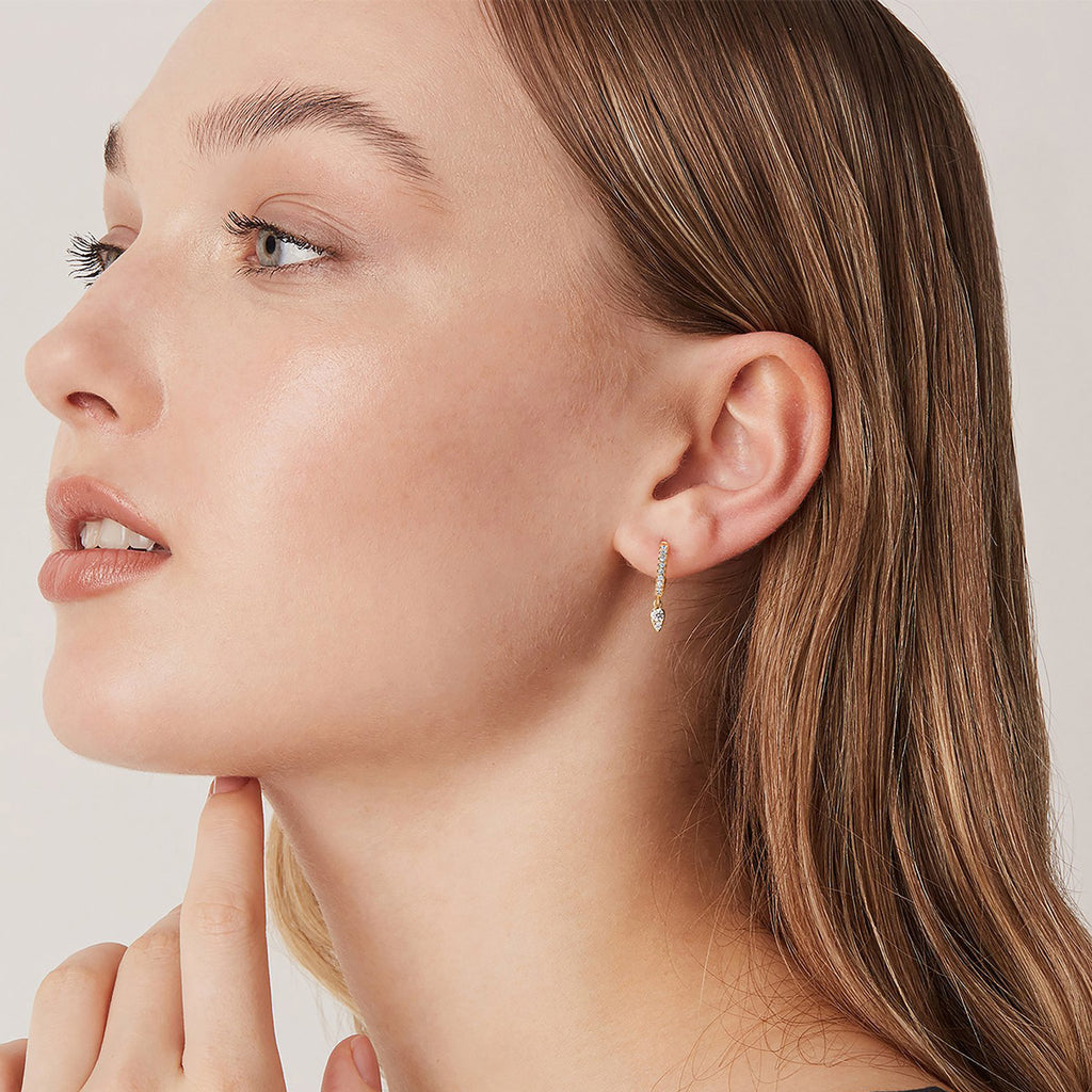 Drop Tear Huggie Yellow Gold Earring 