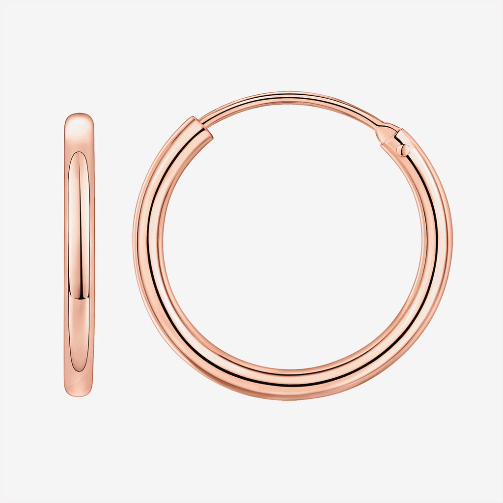 Classic Thin Hoop Sleepers 20mm, Rose Gold Earring 