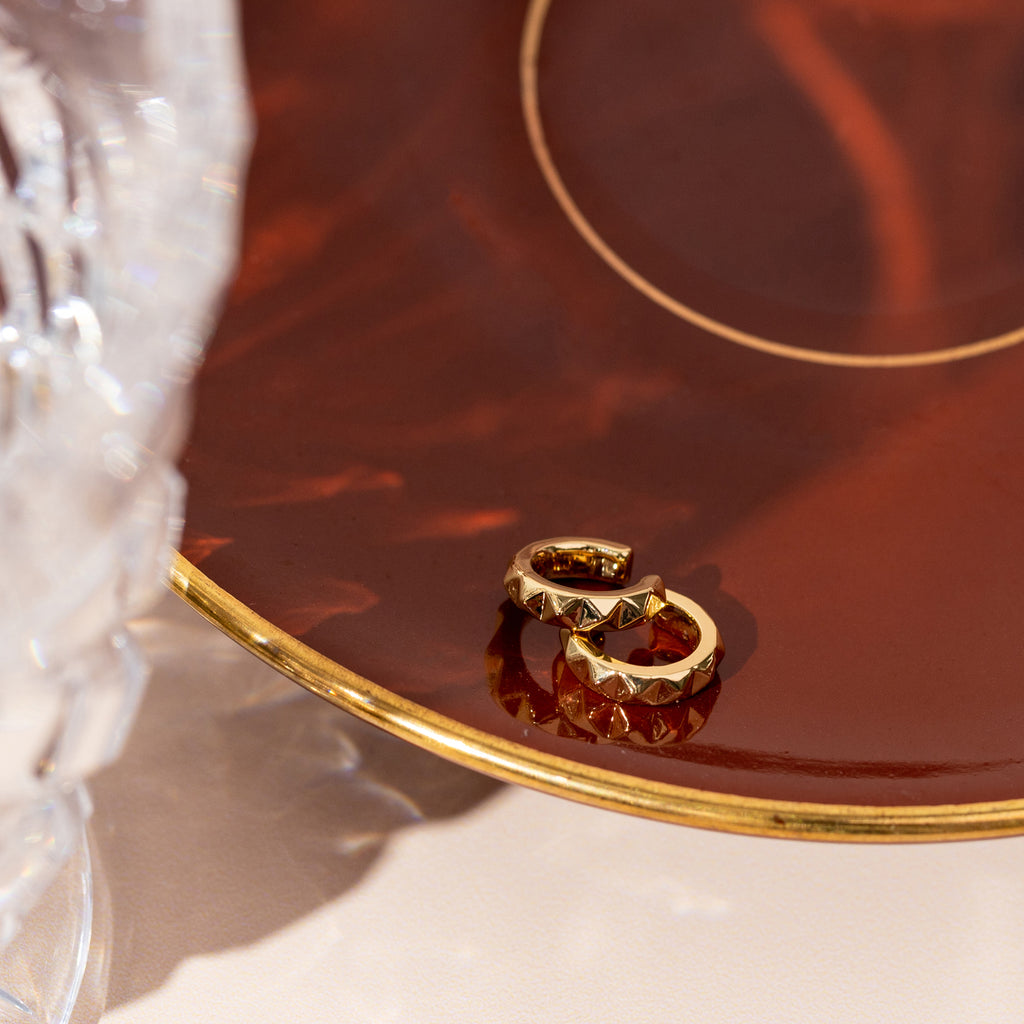 Geometric Ear Cuff Yellow Gold Earring 
