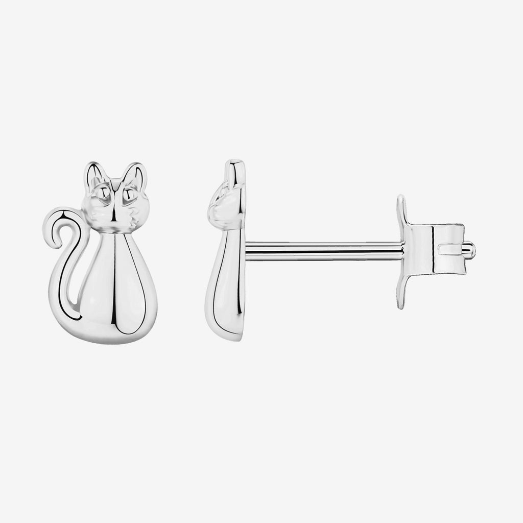 Cat Studs White Gold Earring 