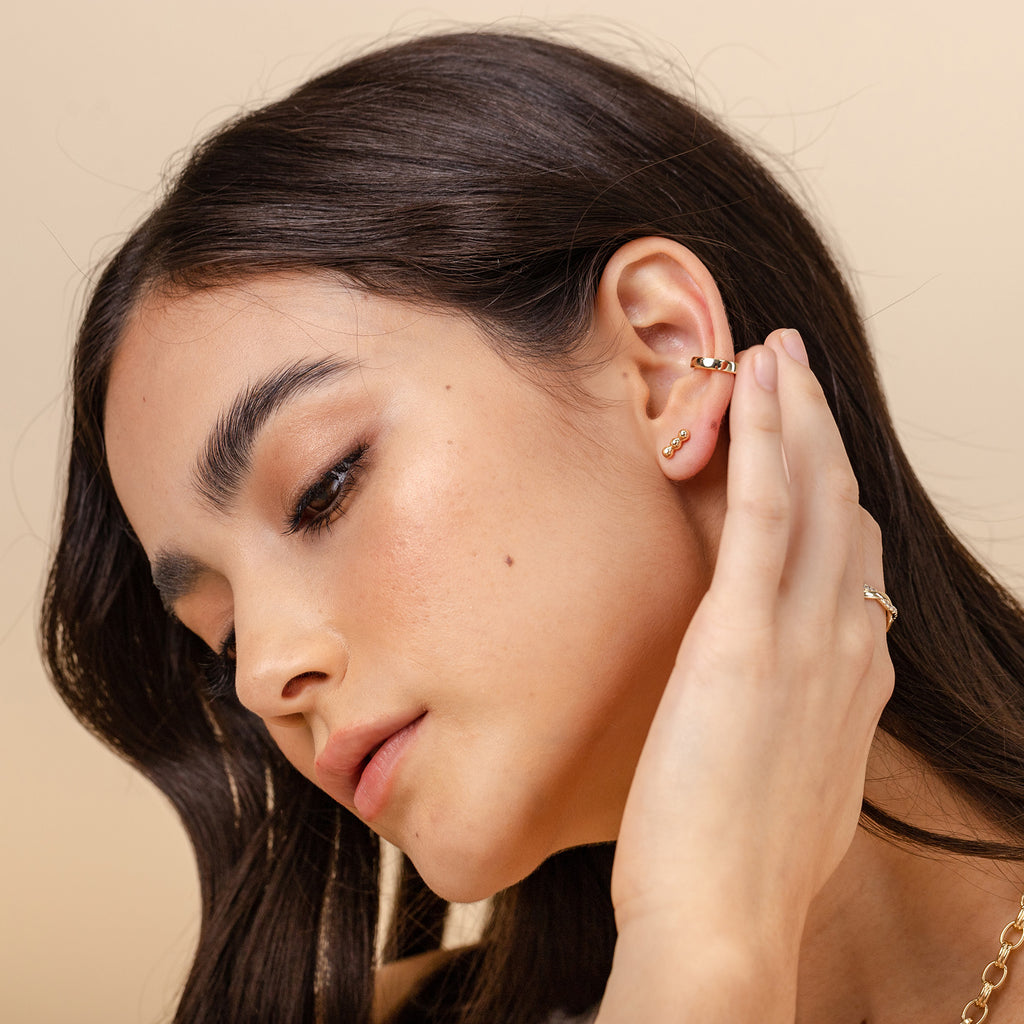 Minimalist Ear Cuff Yellow Gold Earring 