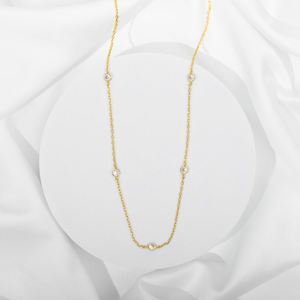 Pearl & Diamond Essence Chain Necklace Yellow Gold Necklace 