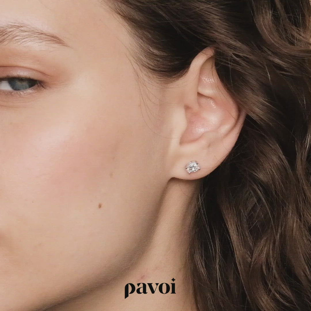 Oval Studs Rose Gold, White Gold, Yellow Gold, 4x6 mm, 6x8 mm Earring 