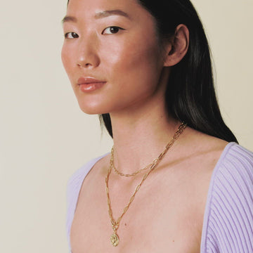 PAVOI Women's Layered Lock Pendant Necklace