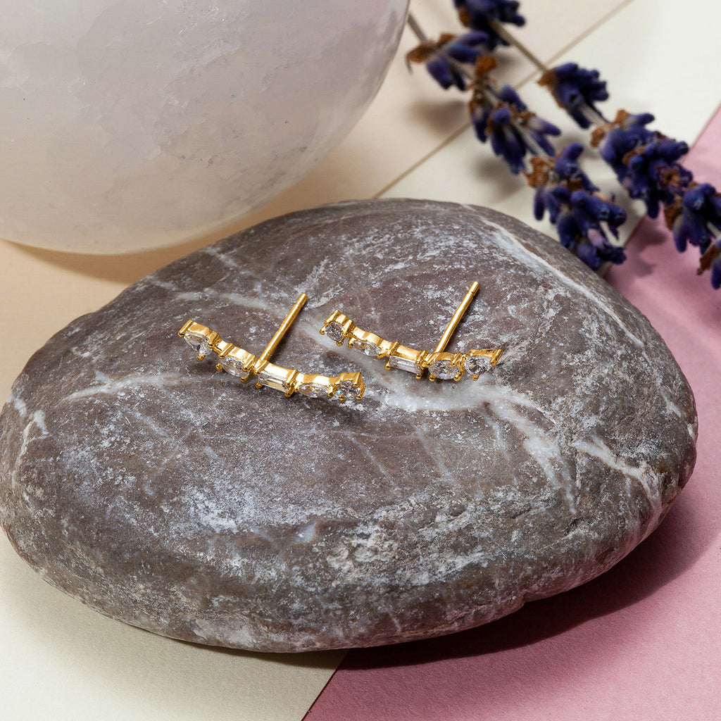 Aurora Ear Crawlers Yellow Gold Earring 