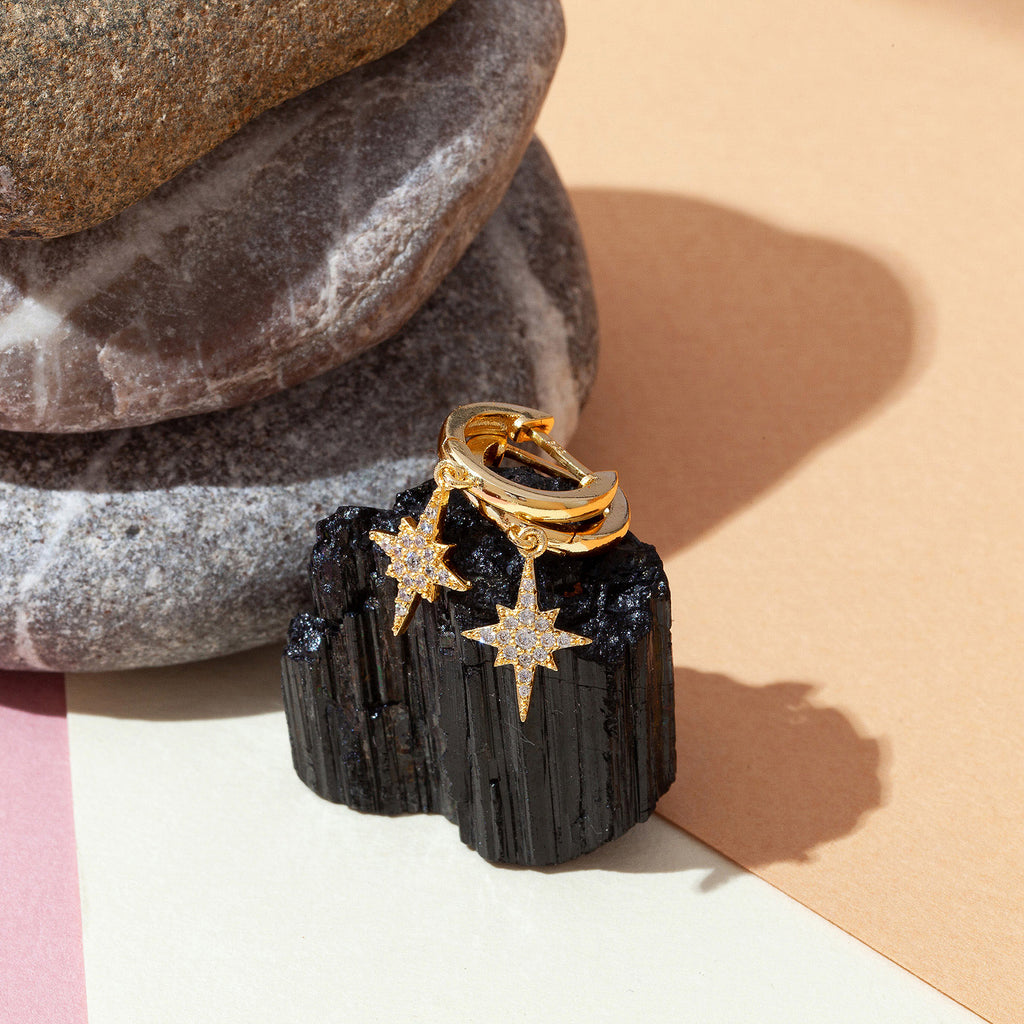 Celestial Huggies Yellow Gold Earring 