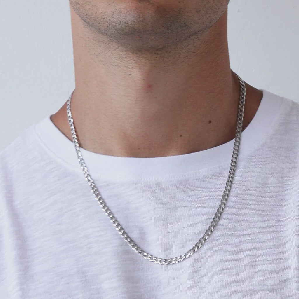 Thin Super Flat Curb Link Chain Necklace   