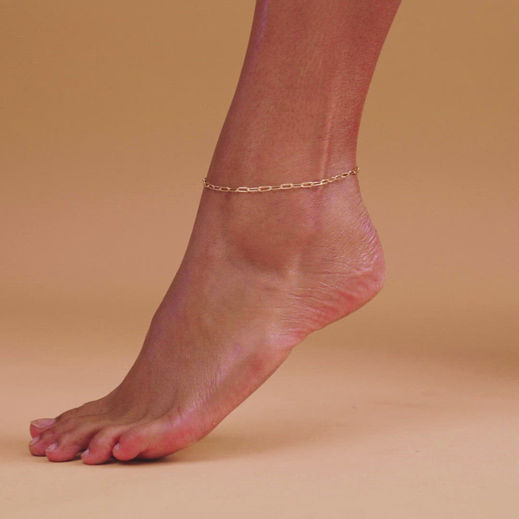 Paperclip Anklet Rose Gold, White Gold, Yellow Gold Anklet 