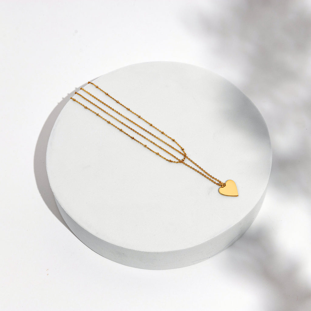 Heart Pendant Yellow Gold Necklace 
