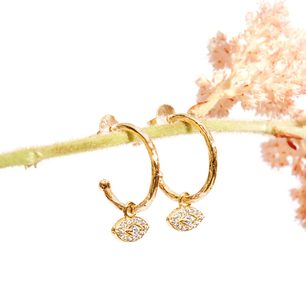 Evil Eye Hoops Yellow Gold Earring 