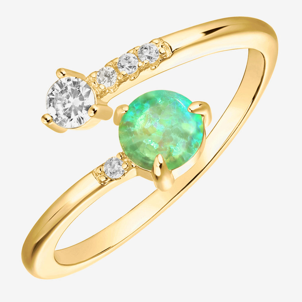 Luna Ring Yellow Gold Green Opal  
