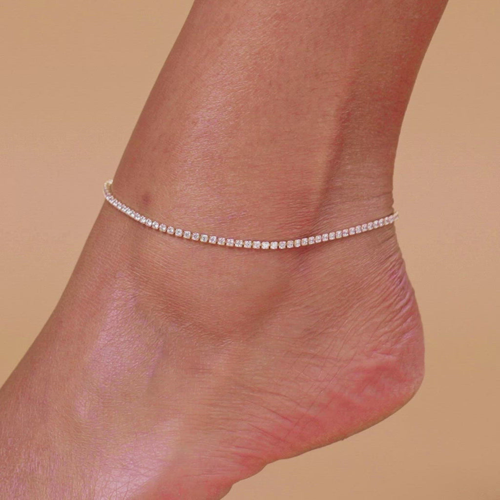 Tennis Anklet Rose Gold, White Gold, Yellow Gold Anklet 