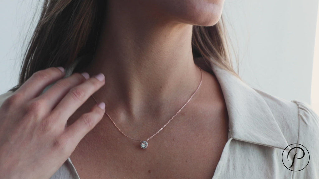 Solitaire Necklace Rose Gold, White Gold, Yellow Gold Necklace 